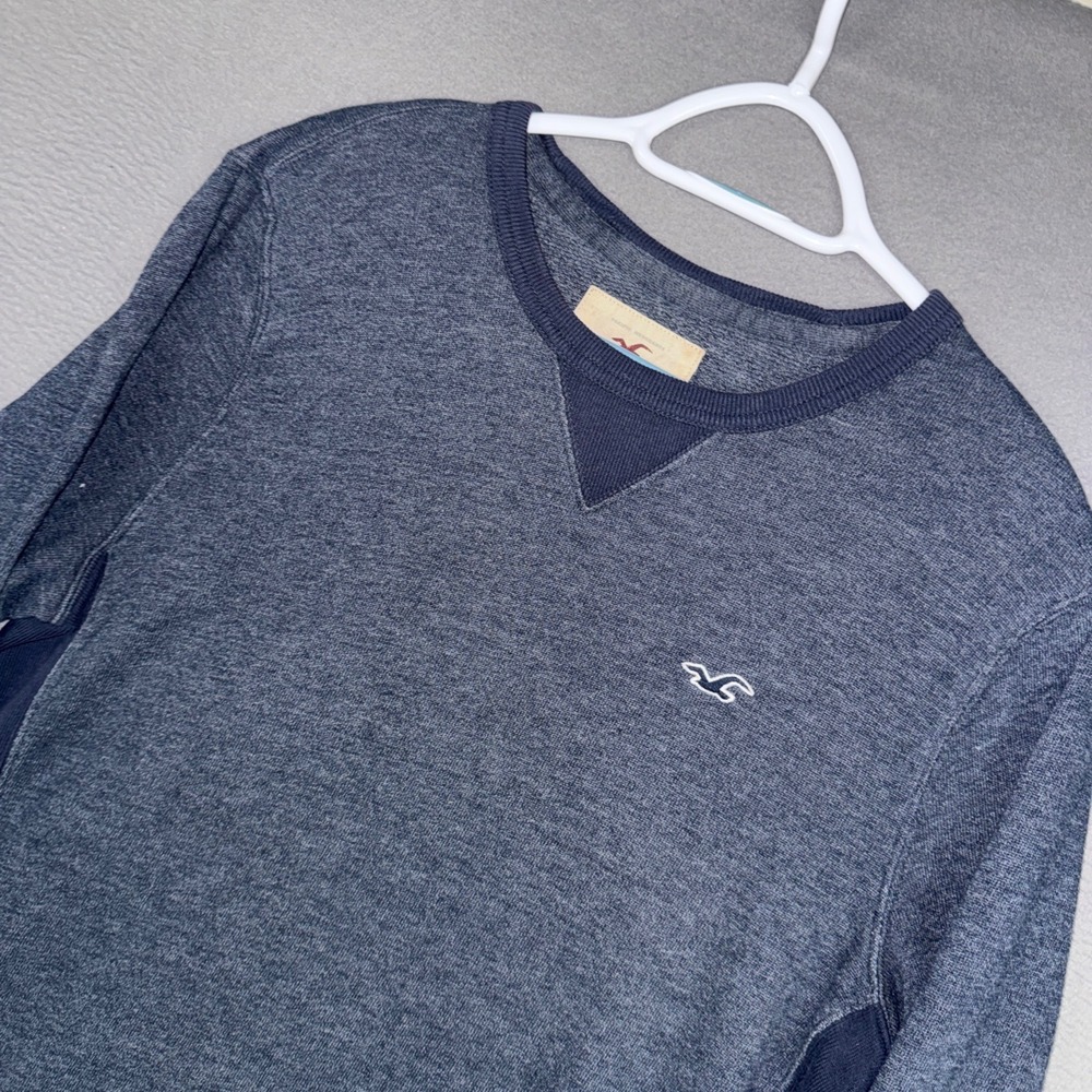 Hollister T Shirt Mens Medium Blue Sporty Striped Trim Ribbed Panels Crewneck